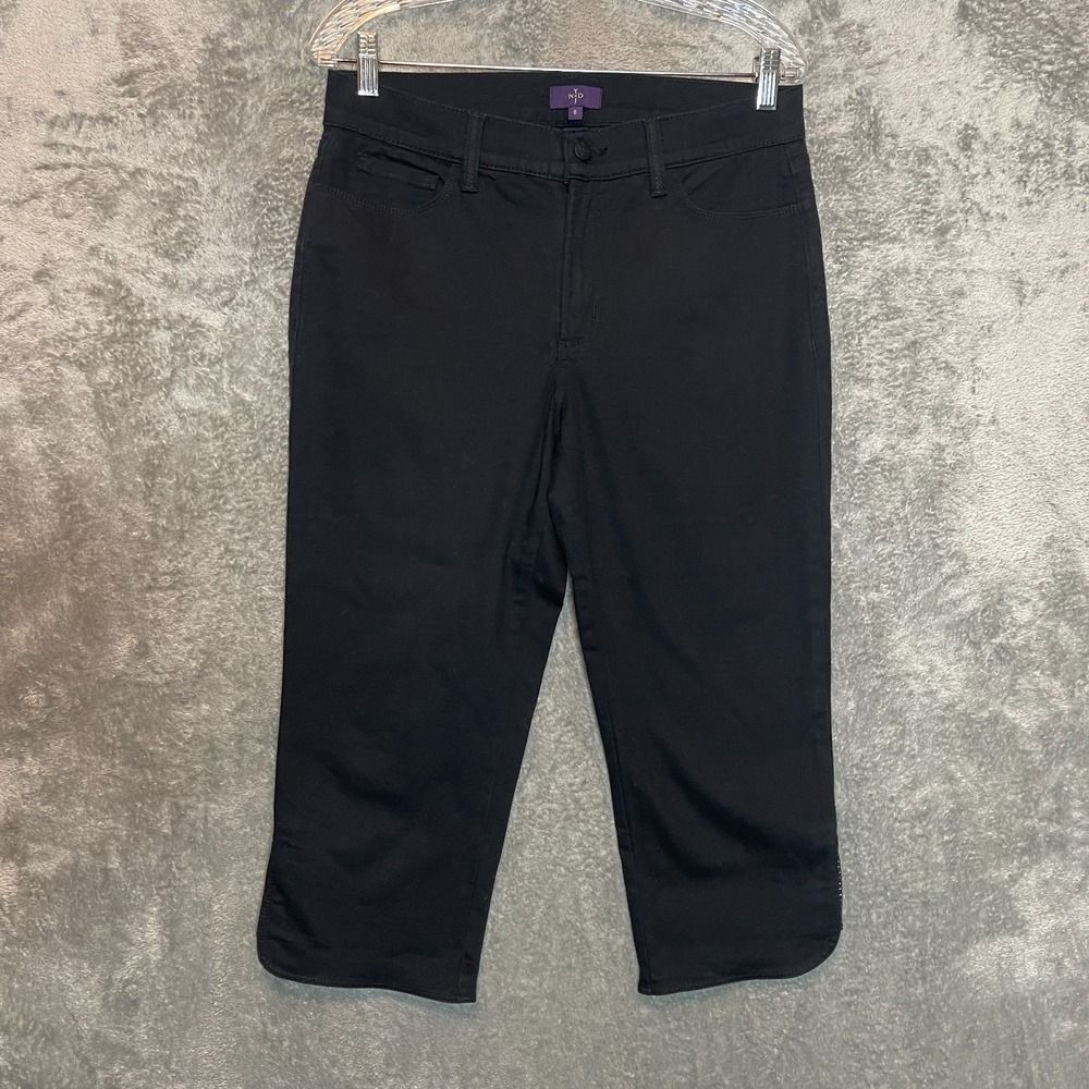 NYDJ‎ Women Size 8 Classic Rhinestone Lift Tuck Mid Rise Crop Denim Capri Jeans